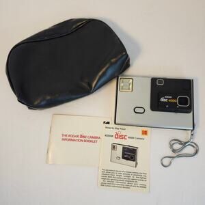 Vintage 1980s Silver Eastman Kodak Disc 4000 Camera Metal Strap UNTESTED Case